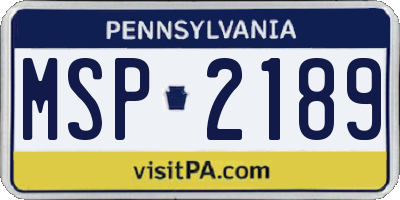PA license plate MSP2189