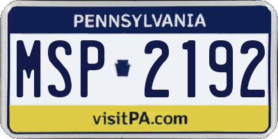 PA license plate MSP2192
