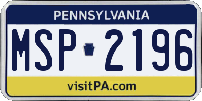 PA license plate MSP2196
