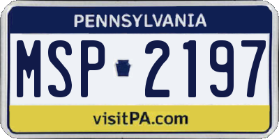 PA license plate MSP2197