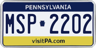 PA license plate MSP2202