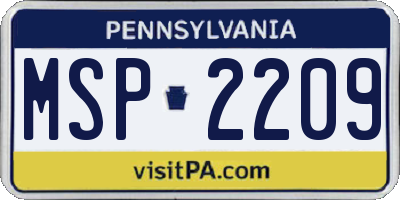 PA license plate MSP2209