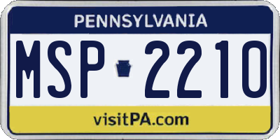 PA license plate MSP2210