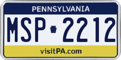 PA license plate MSP2212