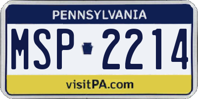 PA license plate MSP2214