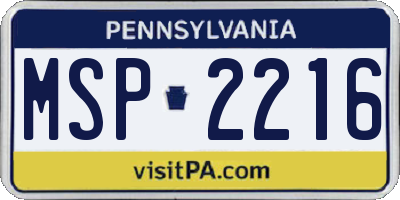 PA license plate MSP2216
