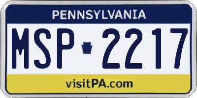 PA license plate MSP2217