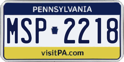 PA license plate MSP2218