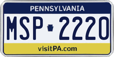 PA license plate MSP2220