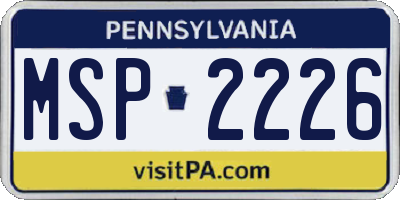 PA license plate MSP2226