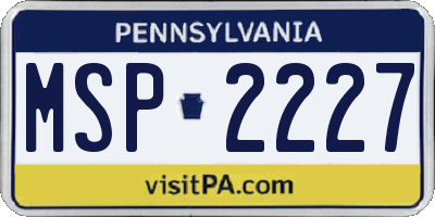 PA license plate MSP2227