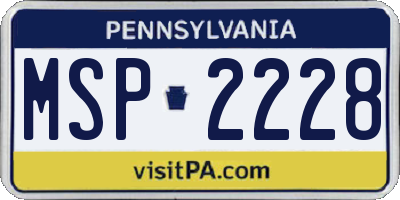 PA license plate MSP2228