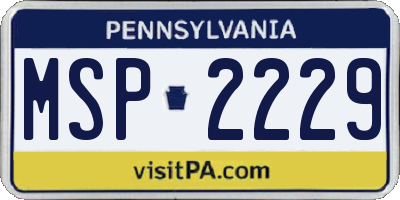 PA license plate MSP2229