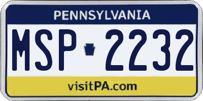 PA license plate MSP2232
