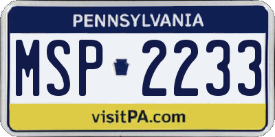 PA license plate MSP2233