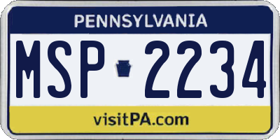 PA license plate MSP2234