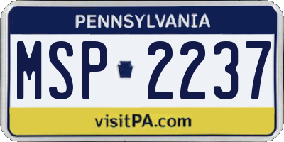 PA license plate MSP2237
