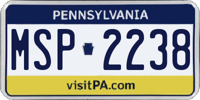 PA license plate MSP2238