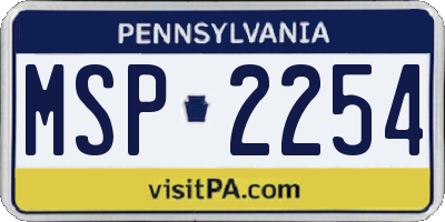 PA license plate MSP2254