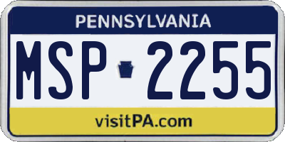 PA license plate MSP2255