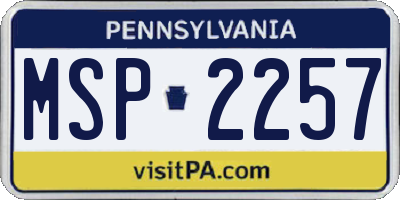 PA license plate MSP2257