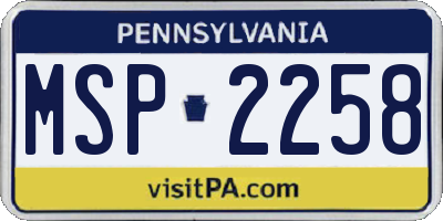 PA license plate MSP2258