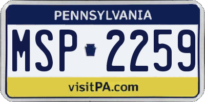 PA license plate MSP2259