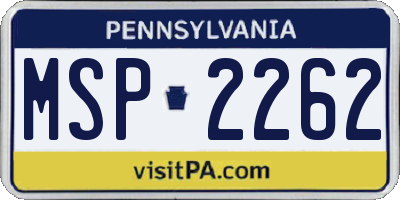 PA license plate MSP2262