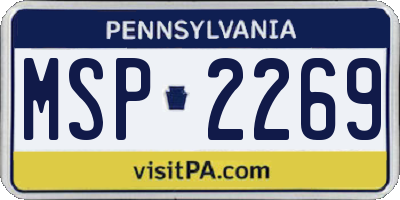 PA license plate MSP2269