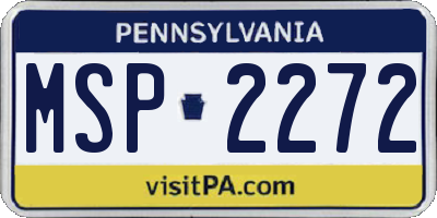 PA license plate MSP2272