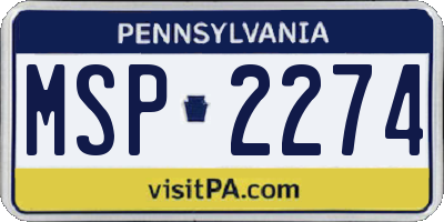 PA license plate MSP2274