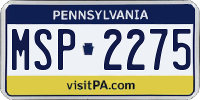 PA license plate MSP2275