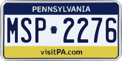 PA license plate MSP2276