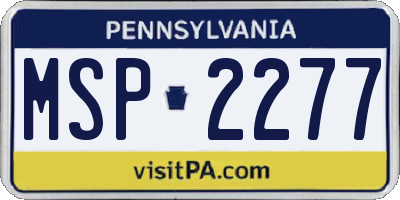 PA license plate MSP2277