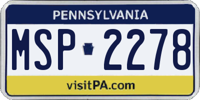 PA license plate MSP2278