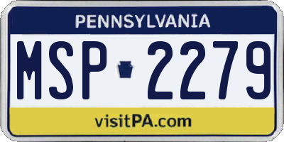 PA license plate MSP2279