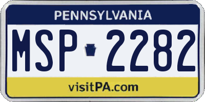 PA license plate MSP2282