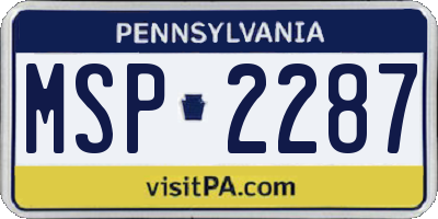 PA license plate MSP2287