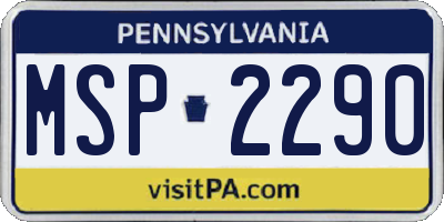 PA license plate MSP2290
