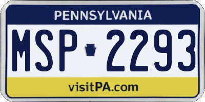PA license plate MSP2293