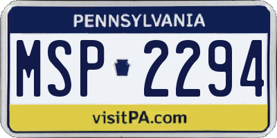 PA license plate MSP2294