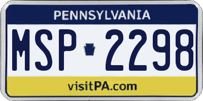 PA license plate MSP2298