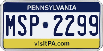 PA license plate MSP2299