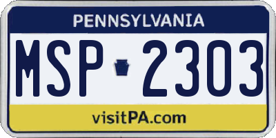 PA license plate MSP2303