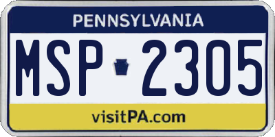 PA license plate MSP2305