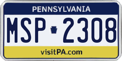 PA license plate MSP2308