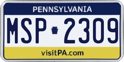 PA license plate MSP2309