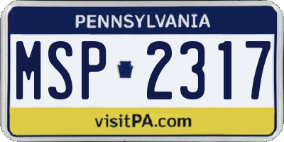 PA license plate MSP2317