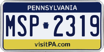 PA license plate MSP2319