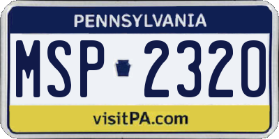 PA license plate MSP2320